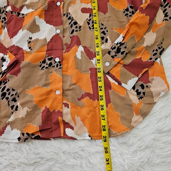 Women's Mixed Print Patterned Button Up Long Sleeve Collared Shirt.‎ Size XL - Picture 7 of 7